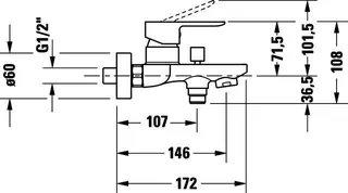 Duravit D-Code 2.0 Einh.-Wannenmischer Aufp. Keramikmischsystem, Chrom HG – Bild 2