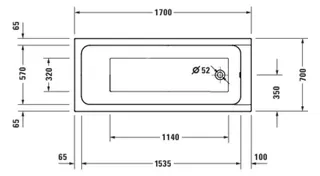 Duravit D-Code 2.0 Whirlw. 1700x700mm, Einbau Jet-Project, Weiß