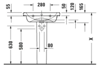 Duravit D-Code 2.0 Waschtisch 600x480mm,m.ÜL,m.HLB, Weiß HG – Bild 2