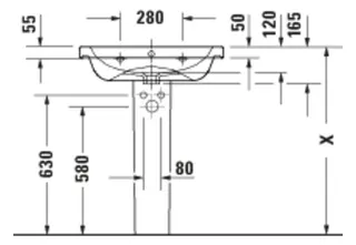 Duravit D-Code 2.0 Waschtisch 650x480mm,m.ÜL,m.HLB 1 Hahnloch, Weiß – Bild 2