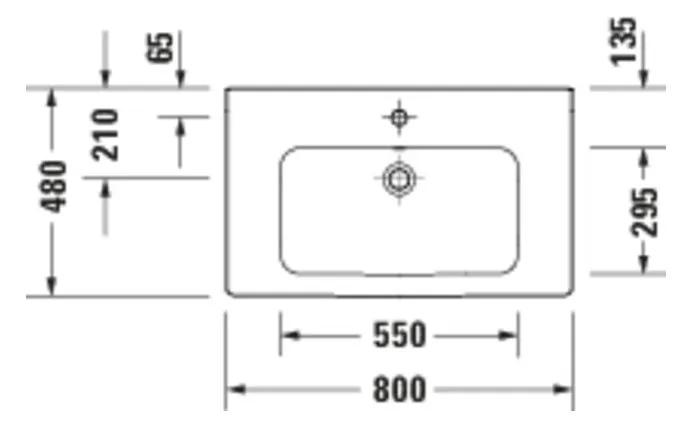 Duravit D-Code 2.0 Waschtisch 800mm m. ÜL, 1 Hahnloch, Weiß