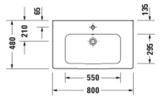 Duravit D-Code 2.0 Waschtisch 800mm m. ÜL, 1 Hahnloch, Weiß