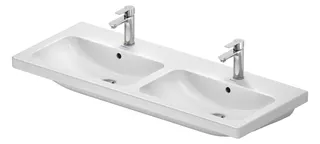 Duravit D-Code 2.0 Doppel-Waschtisch 1200mm,2 Becken mit Überlauf, mit HLB, je 1 HL, weiß