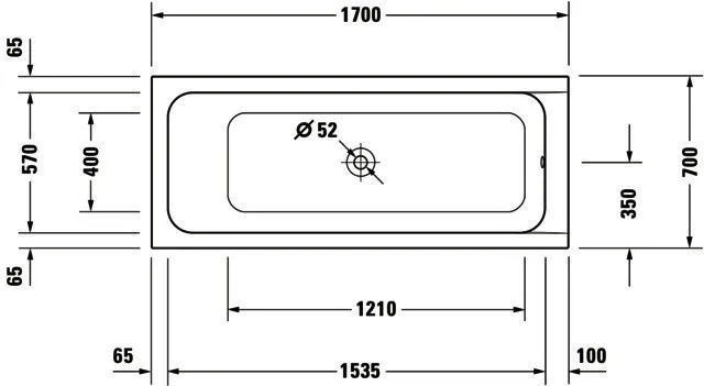 Duravit DCode Whirlw. 1700x700mm Einb.,Acryl Abl.mittig, 1RS Variab.,Jet -Proj.,Weiß