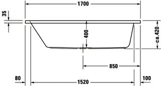 Duravit DCode Whirlw. 1700x700mm Einb.,Acryl Abl.mittig, 1RS Variab.,Jet -Proj.,Weiß – Bild 2
