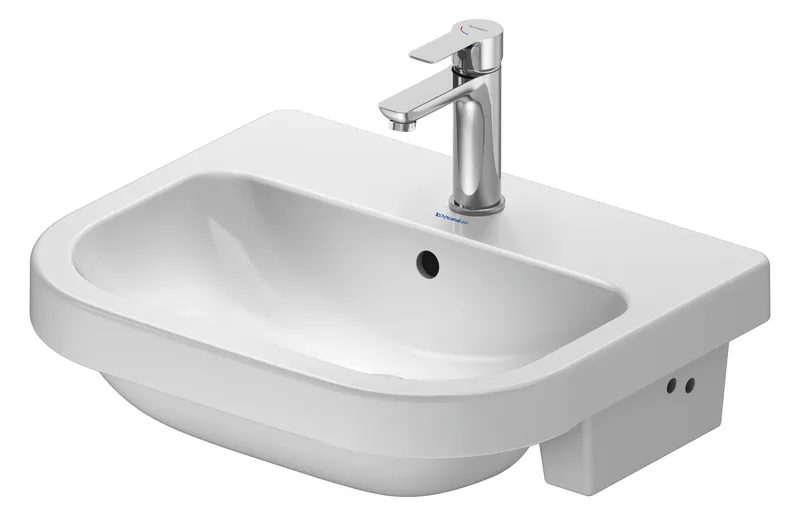 DU D-Code 2.0 Halbeinbauwaschtisch 550mm 1 Hahnloch, mit Überauf
