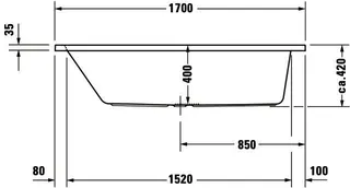 Duravit DCode Whirlw. 1700x750mm Einb.,Acryl Abl.mittig, 1RS Variab.,Jet -Proj.,Weiß – Bild 2