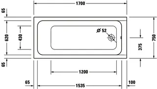Duravit DCode Whirlwanne 1700x750mm Einbau Acryl, 1RS Variab.,Jet -Project, Weiß