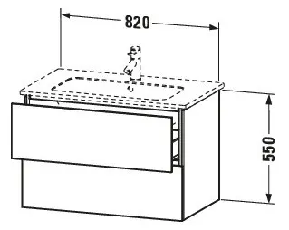 Duravit L-Cube WTU wh 820x481x550mm, 2SK tipon, f. 1 ME by Starck Waschtisch M, SAS – Bild 2