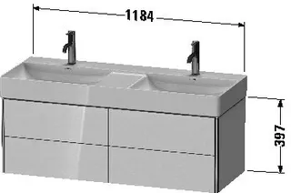 Duravit WTU XSquare wandh.,397x1184x460mm 4Schubkästen,steingrau seidenmatt – Bild 3