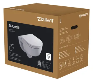 Duravit D-Code WC-Set wandh.,Spü.4/2L,Rimless inkl.Sitz mit Absenka., Weiß Hochglanz