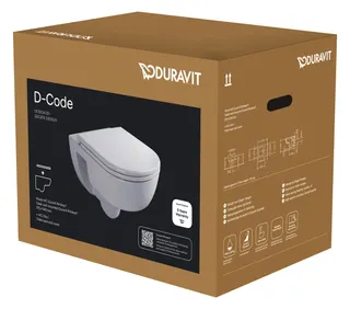 Duravit D-Code WC-Set wandh.,Spü.4/2L,Rimless inkl.Sitz o. Absenka., Weiß Hochglanz