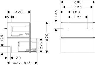 Hansgrohe Waschtischunterschrank Xilesa E 680x470mm 2 Schubkästen f.Waschtisch MW – Bild 2