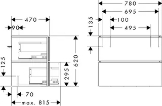 Hansgrohe Waschtischunterschrank Xilesa E 780x470mm 2 Schubkästen f.Waschtisch MW – Bild 2