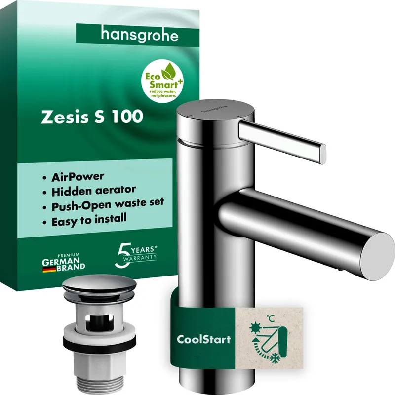 Hansgrohe WTM 100 Zesis S CoolStart mit Push-Open-Ablaufgarnitur chrom