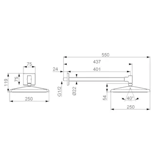 Kopfbrause HANSAAURELIA 4726 1-strahlig 250x250 mm Matt-Schwarz – Bild 3