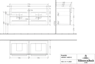 Villeroy & Boch WaschbeckenUS Avento 1180x514x484mm 4 Ausz. Waschbecken m.tig Kansas Oak – Bild 2