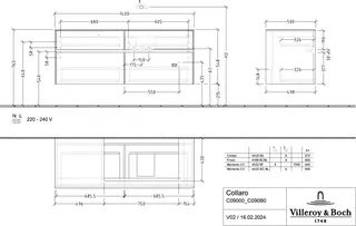 Villeroy & Boch WTUS Collaro C09000 1400x548x500mm 4 Ausz. Waschtisch rechts Cashmere Grey – Bild 2