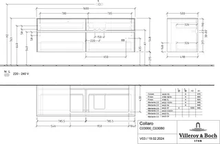 Villeroy & Boch WTUS Collaro C03000 1600x548x500mm 4 Ausz. Waschtisch rechts Cashmere Grey – Bild 2