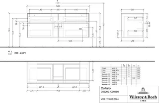 Villeroy & Boch WTUS Collaro C09200 1400x548x500mm 4 Ausz. Waschtisch m.tig Kansas Oak – Bild 3
