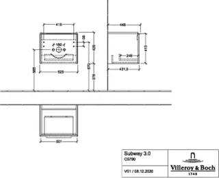 Villeroy & Boch WTUS Subway 3.0 01 523x429x432mm 1 Ausz. Waschtisch m.tig Kansas Oak – Bild 5