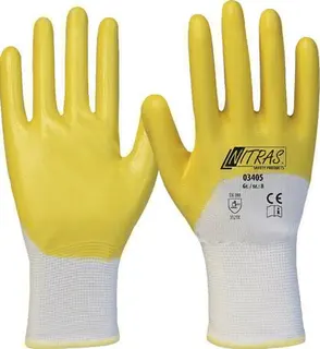 Handschuhe 03405 Gr.9 weiß/gelb PES m.Ni tril EN 388 PSA II 12 NITRAS