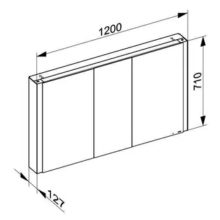 ACTIS Spiegelschrank BASE Alu LED-Bel. 1200x710x127mm 3-türig Korpus verspieg. – Bild 3