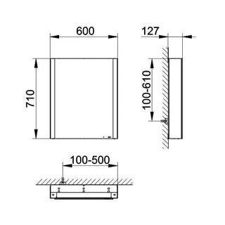 ACTIS Spiegelschrank BASE Alu LED-Bel. 600x710x127mm 1-türig rechts schwarz – Bild 2