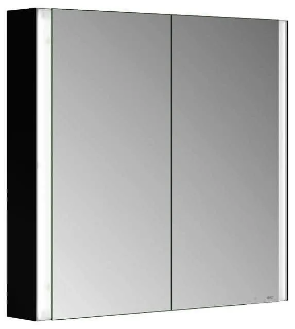 ACTIS Spiegelschrank BASE Alu LED-Bel. 800x710x127mm 2-türig Korpus schwarz
