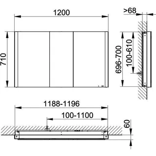 Keuco SPS Somaris 14514, EB 1200x710x115mm verspgl. – Bild 3