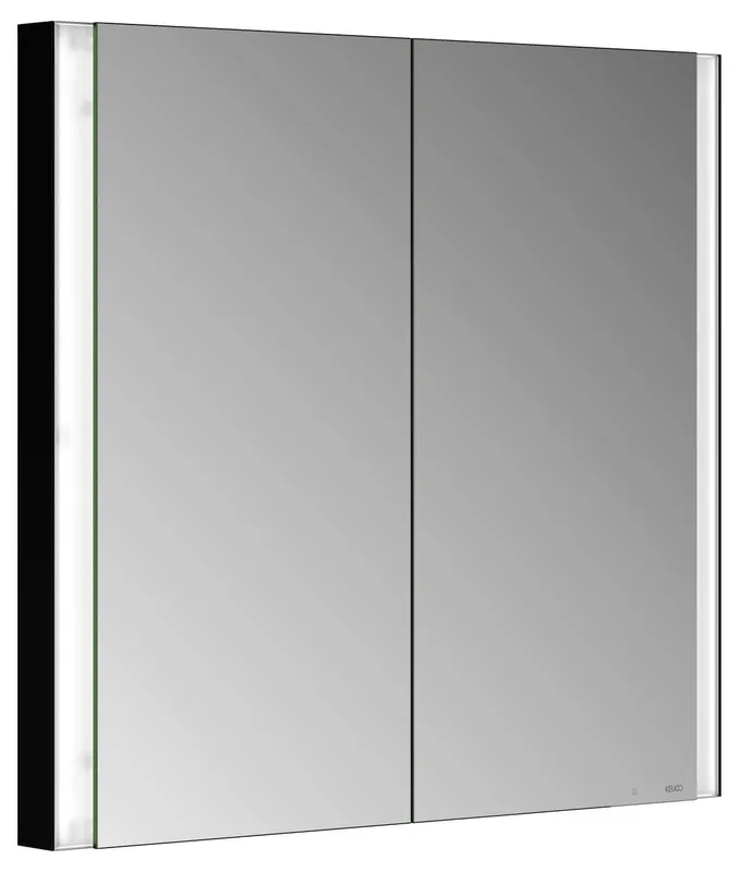 ACTIS Spiegelschrank BASE Alu LED-Bel. WEB 800x710x115mm 2-türig Korpus schwarz
