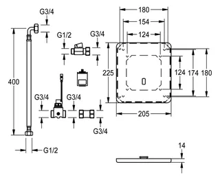 Aquarotter Urinalspülarmatur, F5, elek., DN15, UP, Umrüstung KERAMAG 200, Batterie