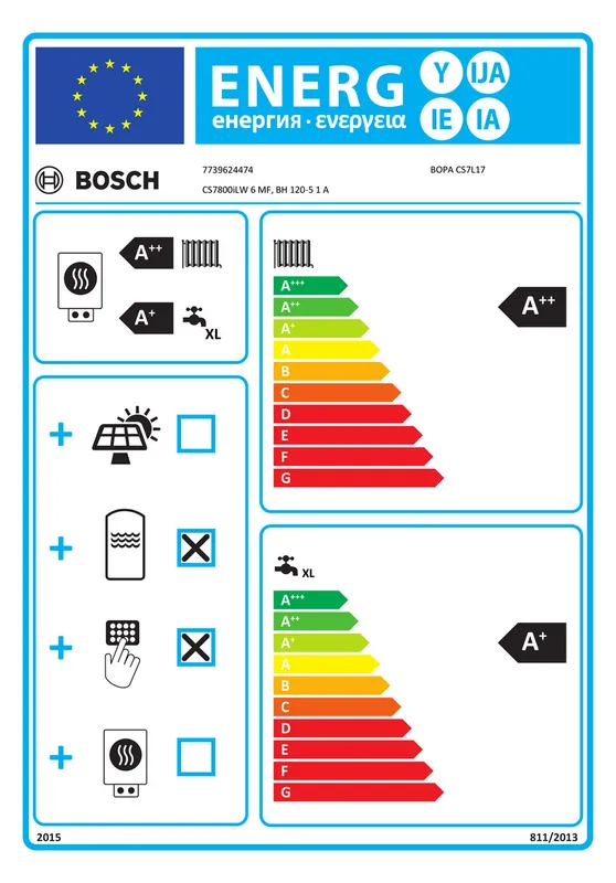BOSCH Sole-Wärmepumpen-Paket BOPA CS7L17 CS7800iLW 6 MF, BH 120-5 1 A, Solebefüll