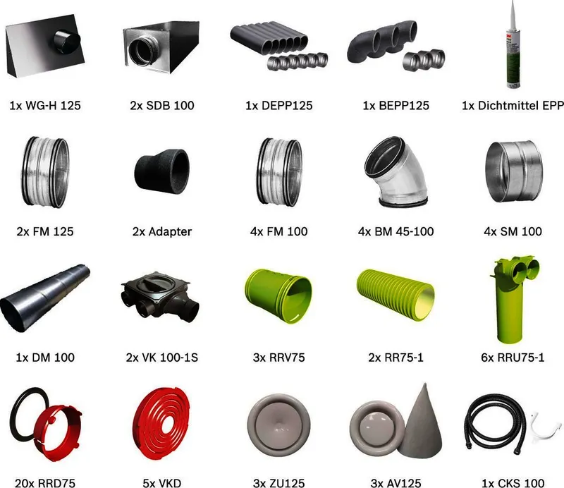 BOSCH Wohnungslüftungspaket BOPA VE121 Luftverteilpaket bis 90 m2,Deckenmontage