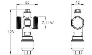 comfort-Frostschutz-Sicherheitsventil DN32(G11/4") Außengewinde Kvs 70 Messing – Bild 2