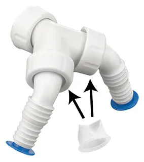 comfort-PP Doppel-Schlauchtülle Save 3/4" & 1" mit RV für Spülensiphon