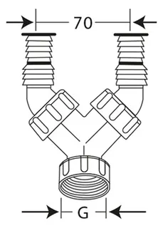 comfort-PP Doppel-Schlauchtülle Save 3/4" & 1" mit RV für Spülensiphon – Bild 3