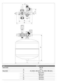comfort-SicherheitsCenter DN 20 A25 mit Ausdehnungsgefäß 12 Liter – Bild 3