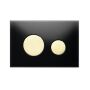 TECE Loop toilet push plate, black glass, gold buttons