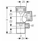 Συνδυασμός αγκώνα Geberit Silent-PP 87,5° παράλληλος 90mm/90mm/50mm