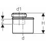 Geberit Silent-PP reduktsiooniga ekstsentriline lühike 90mm/75mm