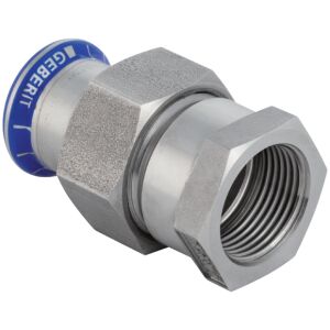 Geberit Mapress stainless steel adapter fitting, female thread with CrNi-steel cap nut (18 mm x 3/4)