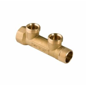 Geberit distributor with threaded connection, brass, 1" x 3/4" x 1", L: 160 mm