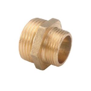 Brass threaded fitting, reducing nipple, male thread (2 x 1)