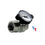 TECEfloor ball valve with thermometer IG 1" x AG 1" with red/blue clips