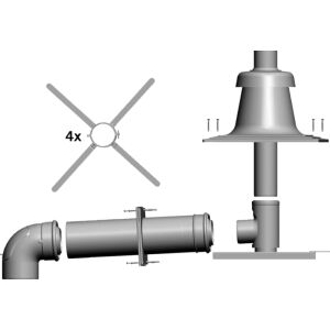 Set de conectare Wolf DN80/125 la conducta de gaze arse pentru instalare pe arbore, plastic