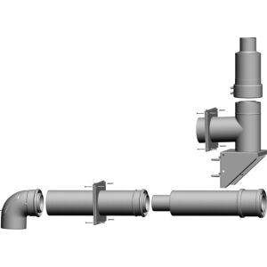 Wolf exhaust gas pipe kit for installation on the facade (external wall), DN80/125, independent of room air