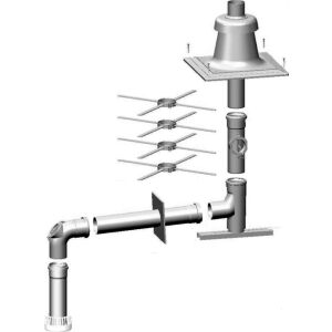 Conjunto de ligação Wolf DN80 para tubo de gás de combustão para instalação em eixo, feito de PP, plástico