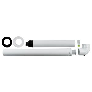 Wolf balanced flue system DN60/100 horizontal, white, push-fit, room sealed