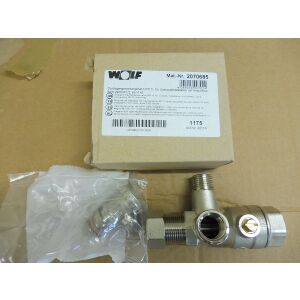 Wolf 3/4" straight-through maintenance valve for 1/2" safety valve, with fill and drain valve